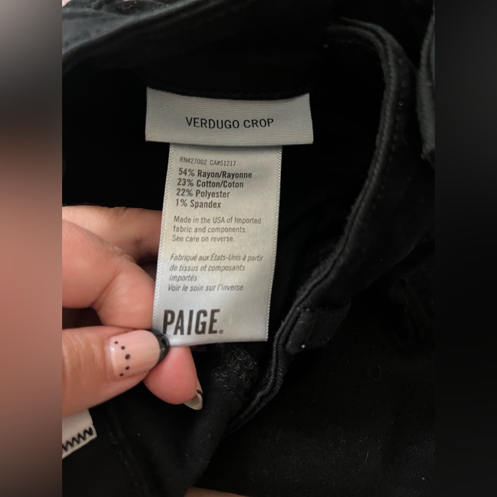 Paige Verdugo Crop Black Skinny Jeans Women’s Size 24 - Picture 6 of 7